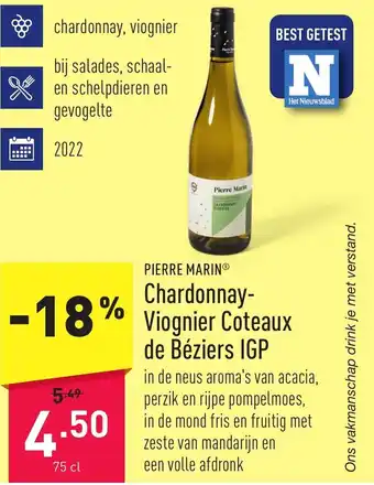 ALDI PIERRE MARINⓇ chardonnay, viognier Coteaux de Béziers IGP 75cl aanbieding