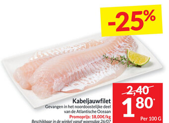 Intermarché Kabeljauwfilet 100g aanbieding