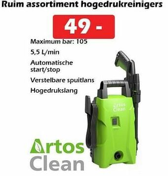 iTEK Artos clean ruim assortiment hogedrukreinigers aanbieding