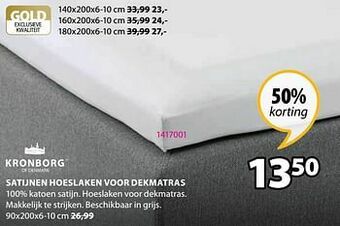 Jysk Satijnen hoeslaken voor dekmatras aanbieding