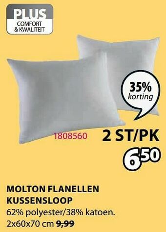 Jysk Molton flanellen kussensloop aanbieding