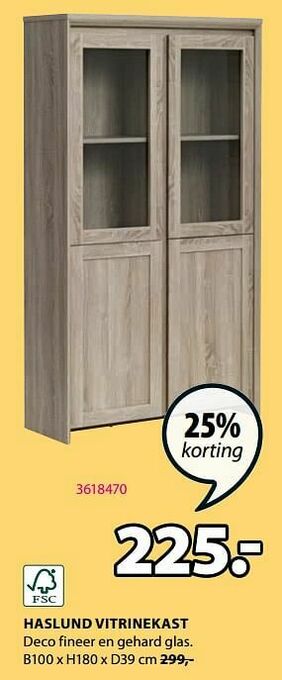 Jysk Haslund vitrinekast aanbieding