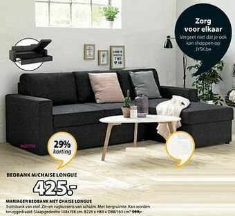 Jysk Mariager bedbank met chaise longue aanbieding