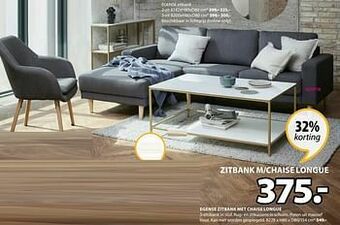 Jysk Egense zitbank met chaise longue aanbieding