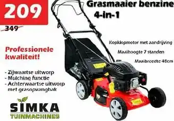 iTEK Simka tuinmachines grasmaaier benzine 4-in-1 aanbieding