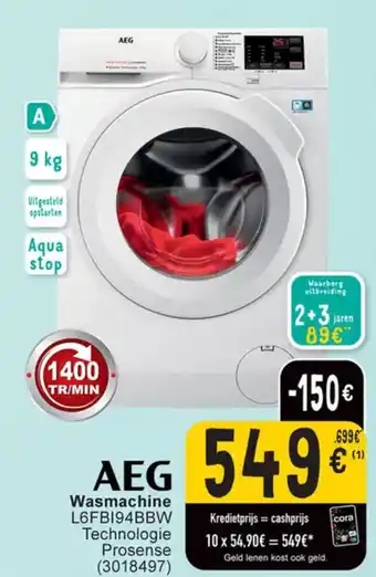 Cora AEG Wasmachine L6FB194BBW aanbieding