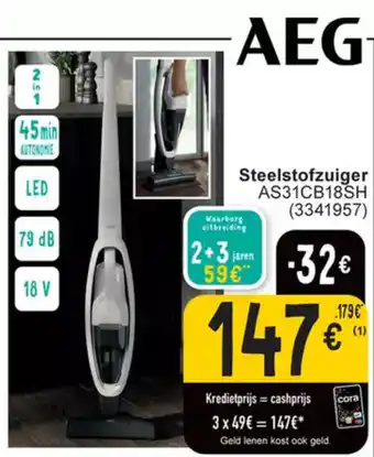 Cora AEG Steelstofzuiger AS31CB18SH aanbieding