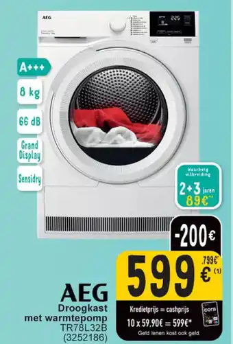 Cora AEG Droogkast met warmtepomp TR78L32B aanbieding