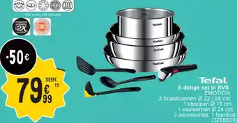 Cora Tefal 8-delige set in RVS EMOTION aanbieding