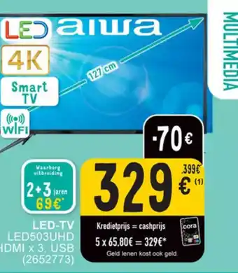 Cora Aiwa LED-TV LED503UHD HDMI x 3, USB (2652773) aanbieding