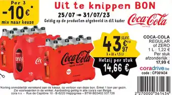 Cora Coca-Cola Regular of Zero 3 x (8 x 1.5L) aanbieding