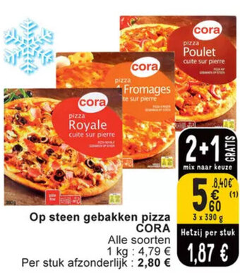 Cora Op steen gebakken pizza Cora 3 x 390g aanbieding