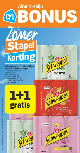 Schweppes 6 x 0.33 literblikjes Agrumes, pink tonic en mojito