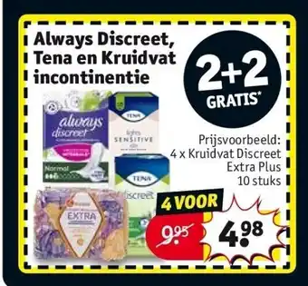 Kruidvat Always discreet, tena en kruidvat incontinentie aanbieding