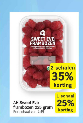 Albert Heijn Ah sweet eve frambozen 225 gram aanbieding