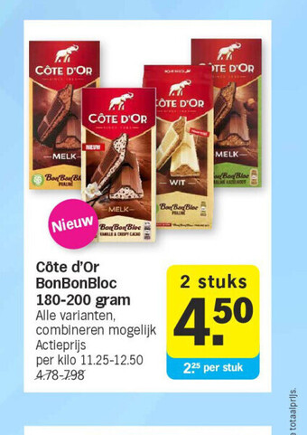 Albert Heijn Côte d'or bonbonbloc 180-200 gram aanbieding
