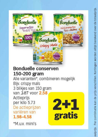 Albert Heijn Bonduelle conserven 150-200 gram aanbieding
