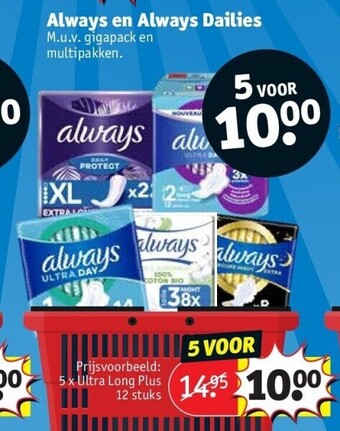Kruidvat Always en always dailies aanbieding