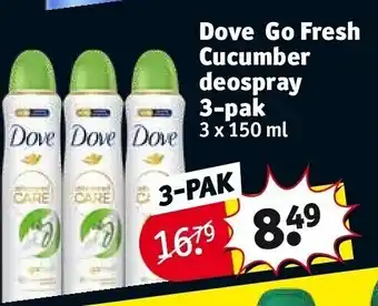 Kruidvat Dove go fresh cucumber deospray 3-pak aanbieding