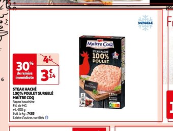 STEAK HACHÉ 100% POULET SURGELÉ MAÎTRE COQ