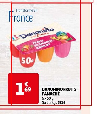 Auchan DANONINO FRUITS PANACHÉ 6 x 50 g aanbieding
