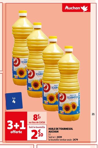 Auchan HUILE DE TOURNESOL AUCHAN 1L aanbieding