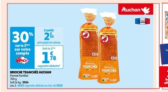 Auchan BRIOCHE TRANCHÉE AUCHAN 700 g aanbieding
