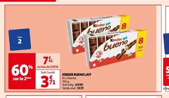 Auchan KINDER BUENO LAIT 8 x 2 barres, 340 g aanbieding