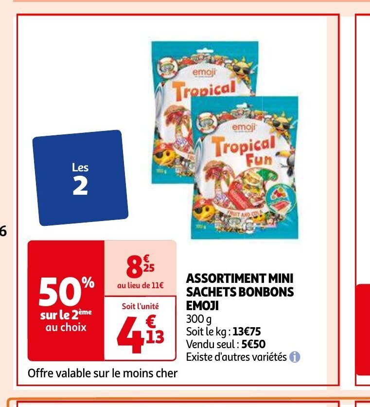 ASSORTIMENT MINI SACHETS BONBONS EMOJI promotie bij Auchan