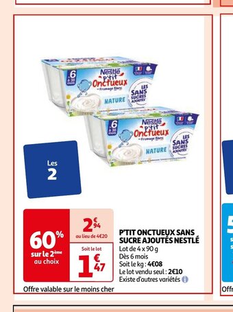 P'TIT ONCTUEUX SANS SUCRE AJOUTÉS NESTLÉ
