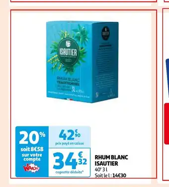Auchan RHUM BLANC TRADITIONNEL DELE DE 71 L& GEUNION AL 40% aanbieding