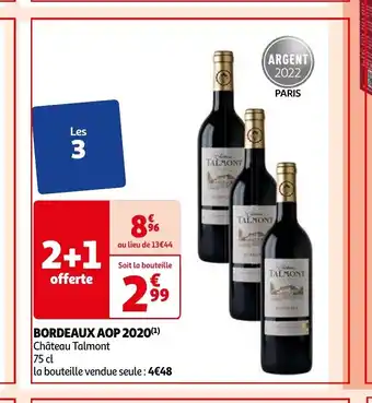 Auchan BORDEAUX AOP 2020(¹) Château Talmont 75 cl aanbieding