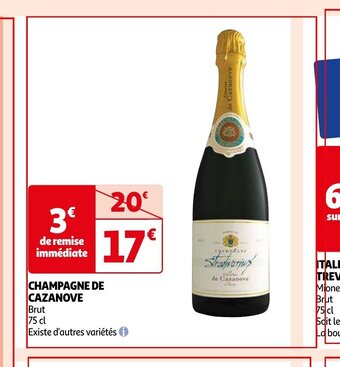 Auchan CHAMPAGNE DE CAZANOVE 75 cl aanbieding