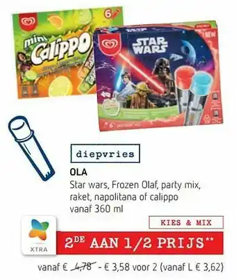 Ola star wars, frozen olaf, party mix, raket, napolitana of calippo