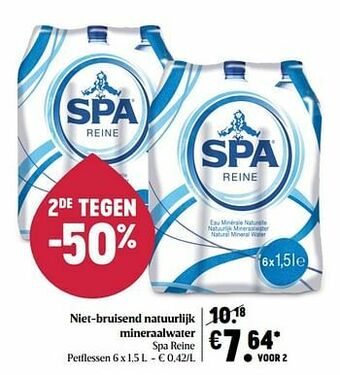 Delhaize Niet-bruisend natuurlijk mineraalwater spa reine aanbieding