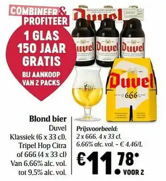 Delhaize Blond bier duvel klassiek tripel hop citra of 666 aanbieding