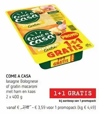 Come a casa lasagne bolognese of gratin macaroni met ham en kaas