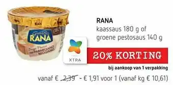 Spar Colruyt Rana kaassaus of groene pestosaus aanbieding