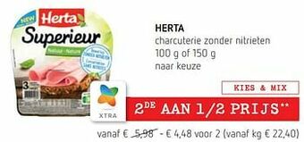 Spar Colruyt Herta charcuterie zonder nitrieten aanbieding