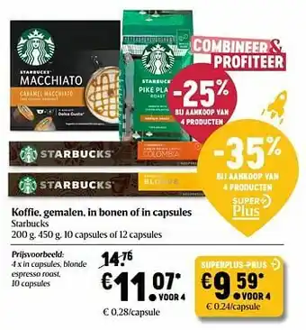Delhaize Starbucks capsules, blonde espresso roast aanbieding