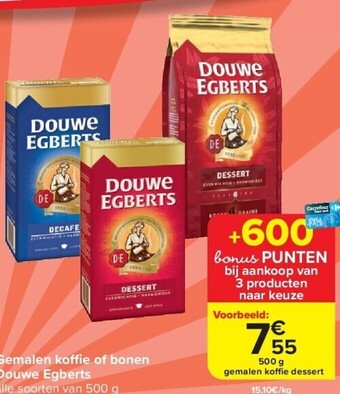 Carrefour Gemalen koffi e of bonen douwe egberts aanbieding