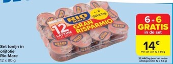 Carrefour Set tonijn in olijfolie rio mare aanbieding