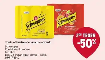 Delhaize Tonic of bruisende vruchtendrank schweppes aanbieding