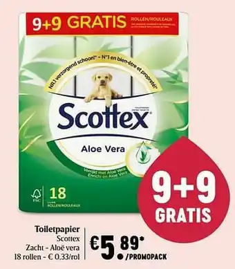 Delhaize Toiletpapier scottex zacht - aloë vera aanbieding