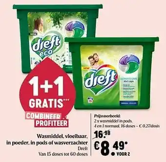 Delhaize Dreft wasmiddel in pods, 4 en 1 normaal aanbieding