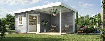 Brico Weka tuinhuis met overkapping 213 Type B GR1 grijs 238x541cm aanbieding