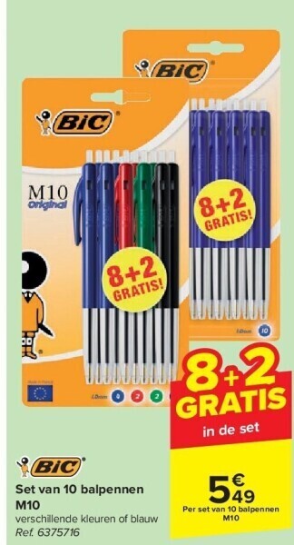 Carrefour Set van 10 balpennen m10 aanbieding
