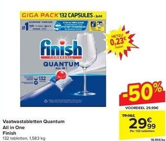 Carrefour Vaatwastabletten quantum all in one finish aanbieding