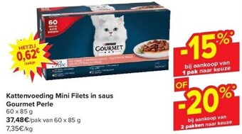 Carrefour Kattenvoeding mini filets in saus gourmet perle aanbieding