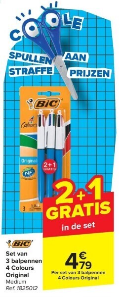 Set van 3 balpennen 4 colours original